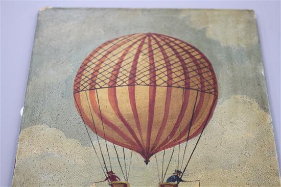 Nitteo (French School), oil on board, Charles and Robert Balloonists 1783, signed, 24 x 15cm, unframed